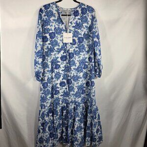 Olivia James The Label Blue & White Floral Margot Dress Women's Size Small NEW
